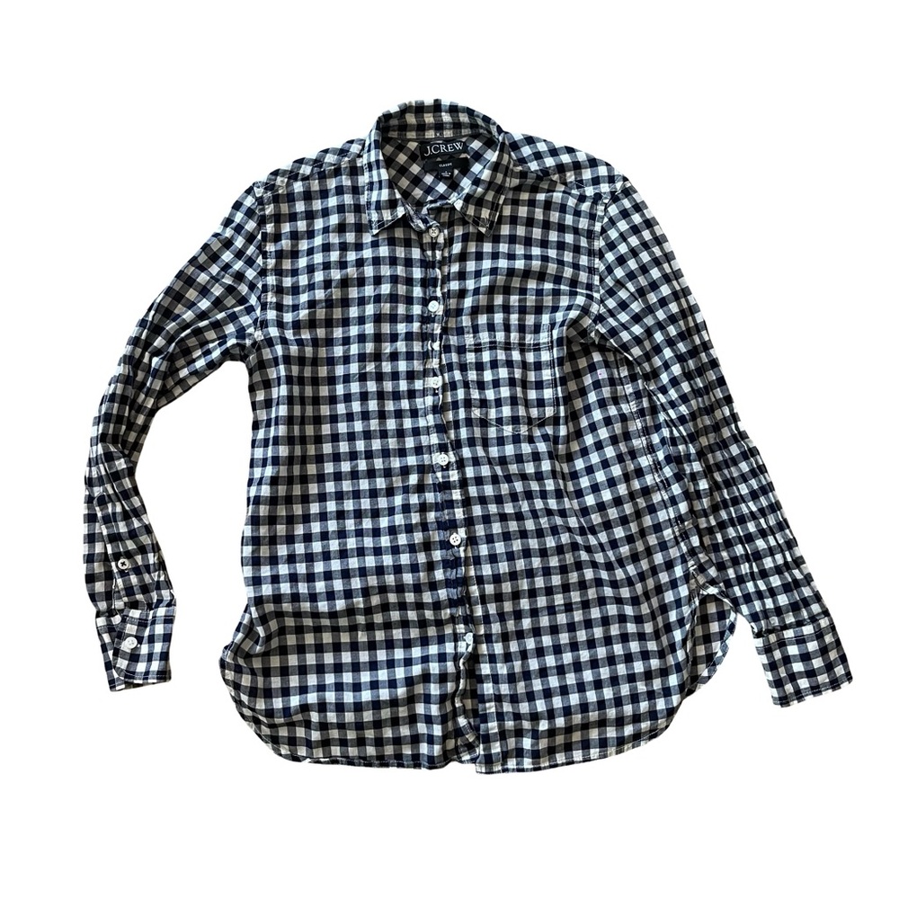 J. Crew Classic Fit Crinkle Gingham Button Down Shirt